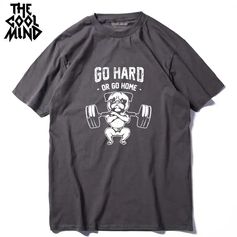 COOLMIND PU0124A хлопок go hard or go home Мужская футболка Повседневная летняя свободная Мужская футболка мужская футболка с круглым вырезом - Цвет: PU0124A-TS