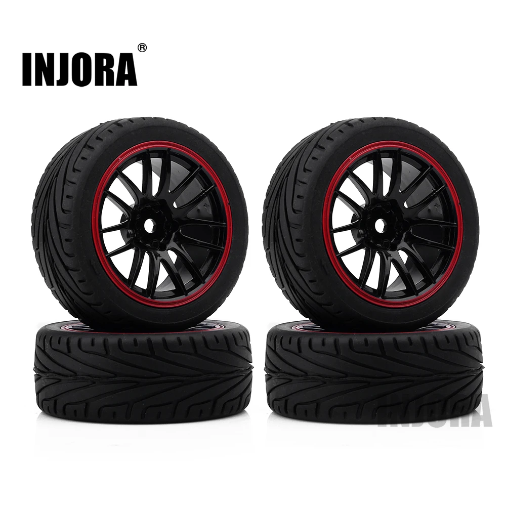 INJORA 70*26 мм резиновые шины и Пластиковые обода колеса для HSP HPI 1/10 RC автомобиль на дороге RC части автомобиля