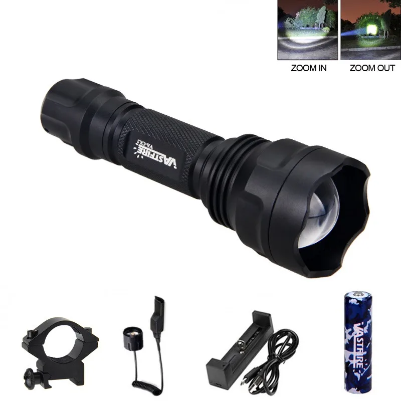 Package B VASTFIRE C8 1 Режим Масштабируемые светодиодный фонари для охоты белый светильник Тактический 18650 вспышка светильник s для охоты на открытом воздухе - Испускаемый цвет: Package B