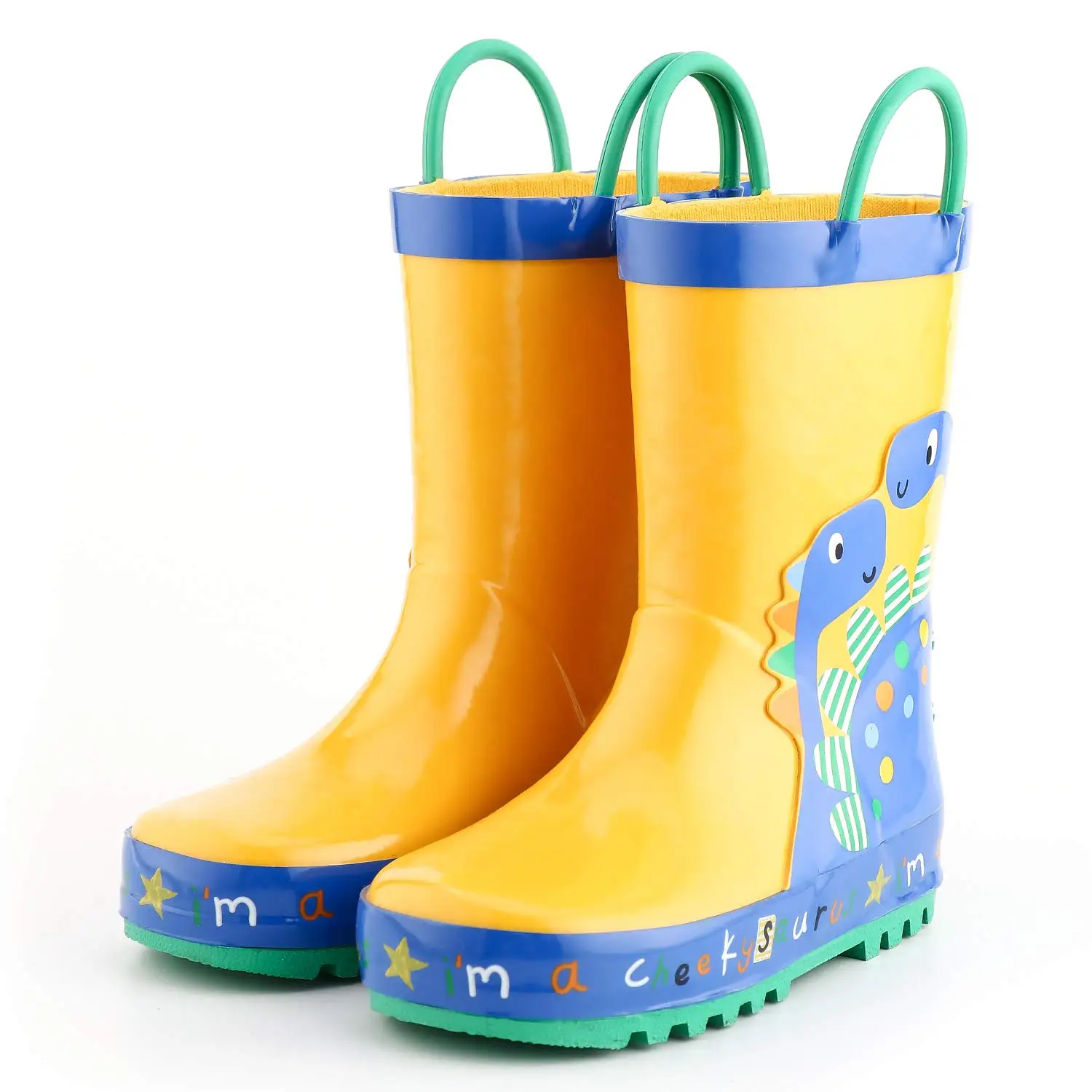 KushyShoo Rain Boots Kids Girl Boy Children's Rubber Boots 3D Dinosaur Baby Cartoon Children's Water Shoes Waterproof Rain Boots