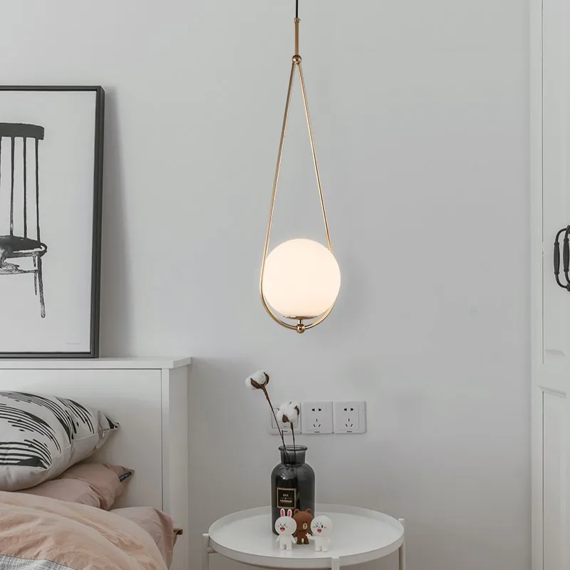 

Modern LED Pendant Lights Glass Ball Bedroom Bedside Parlor Hanglamp Bar Dining Room Lighting Fixtures Loft Deco 110-240V