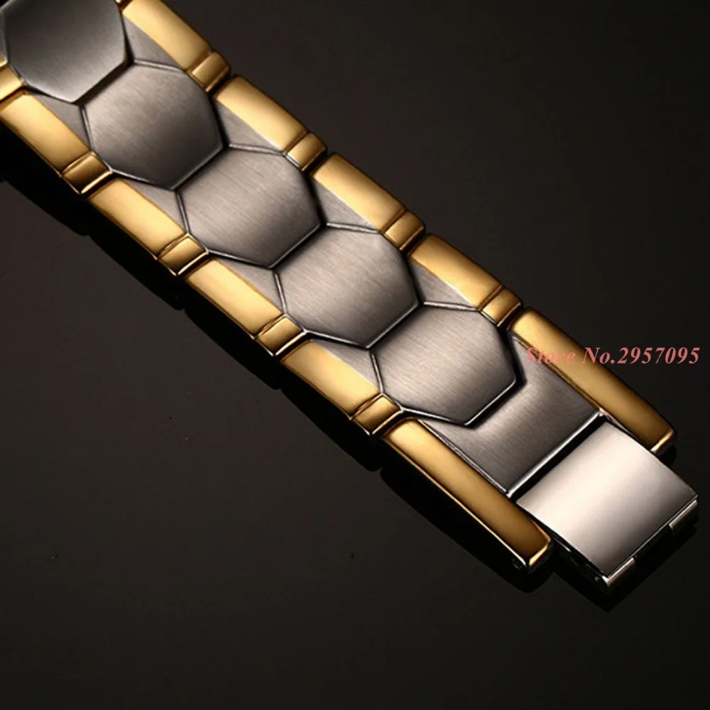 Мужской браслет Fate love серебристый золотистый энергетический био-магнитный из