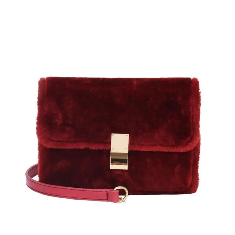 Меховая женская сумка-мессенджер с цепочкой для девочек 2018 осень зима новая