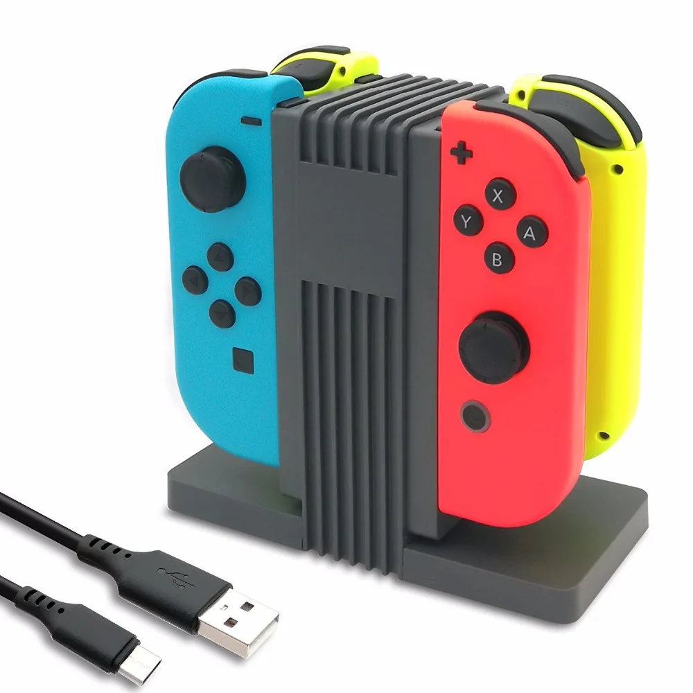 

4-в-1 док-станция Joy-Con с зарядным устройством для Nintendo и светодиодной индикацией