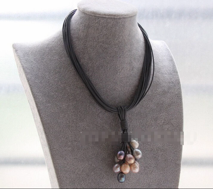 

Бесплатная доставка 15 нитей серый кожаный Белый Розовый Черный Серый жемчужный чокер ожерелье с подвеской E2244