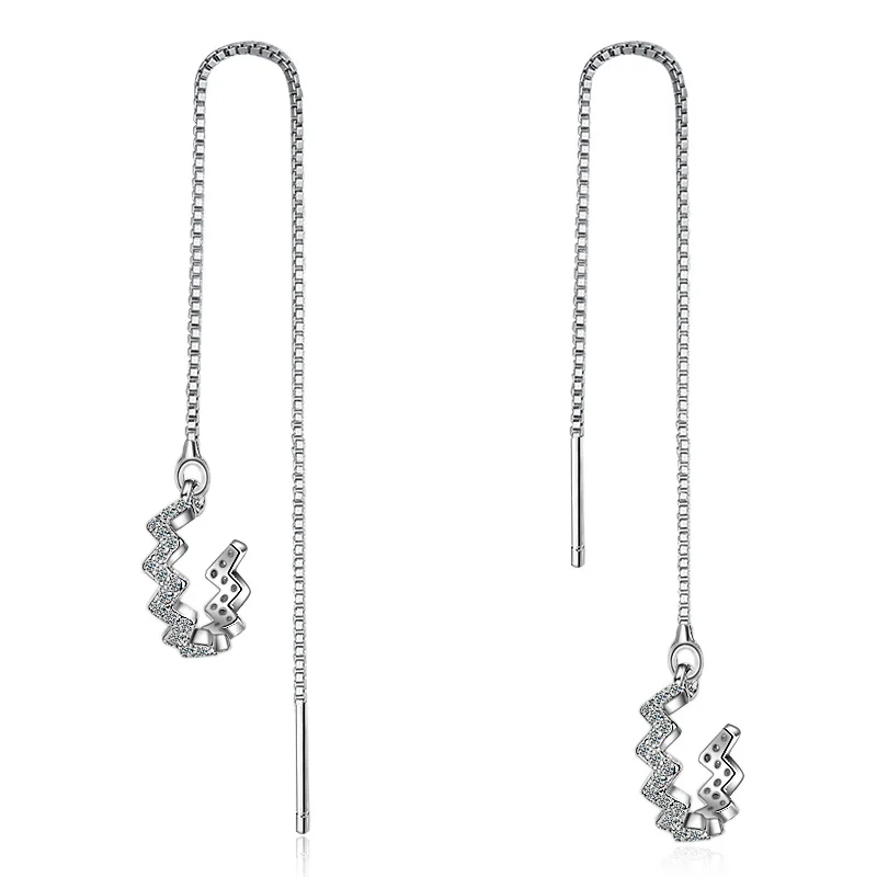 

New Arrival 925 Sterling Silver Tassel Earrings For Women Dazzling Semicircular Drop Earrings Ear Jewelry pendientes Gift