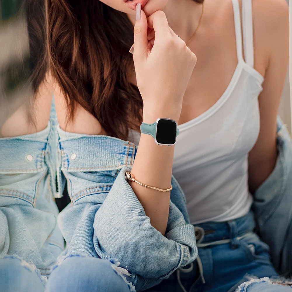 Силиконовый кожаный ремешок премиум класса браслеты Замена для Fitbit Versa Смарт