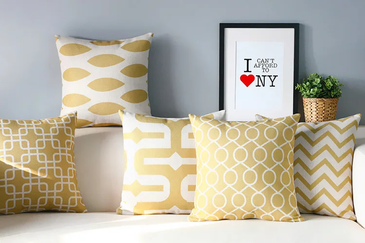Простая нордическая Подушка с геометрическим рисунком s элегантная Желтая