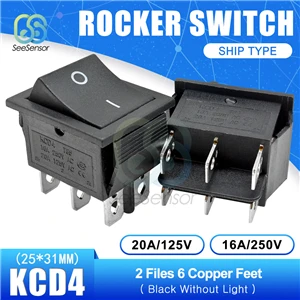 On-Off 6pin KCD4 кулисный переключатель ВКЛ-ВЫКЛ 2 положения ВКЛ-ВЫКЛ-ВКЛ 3 положения 4 контакта/6 контактов электрооборудование с светильник выключатель питания 16А 250ва - Цвет: On-Off 6pin