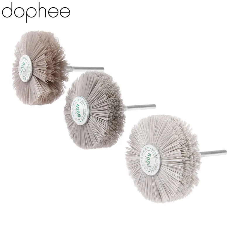 dophee Dremel Accessories Nylon Wheel Brush Wood Metal Polishing Buffing Grinding 320# 400# 600# for Drill Rotary Tool *3 | Инструменты