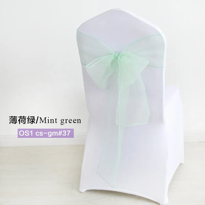 Mint green 100 шт./компл. органза свадебный стул узел высокого качества чехлы для стульев украшения стулья бантик ремень Галстуки для свадеб банкета - Цвет: Mint green