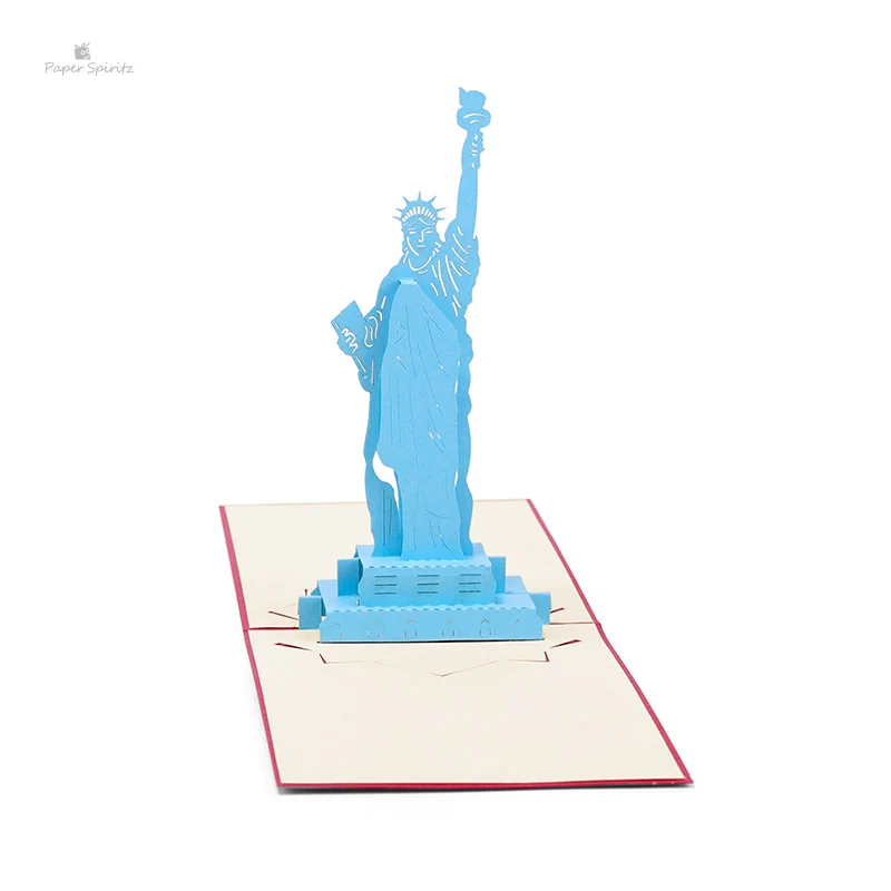 Бумажные открытки спирица с статуей свободы 3D лазерная вырезка бумаги любовь
