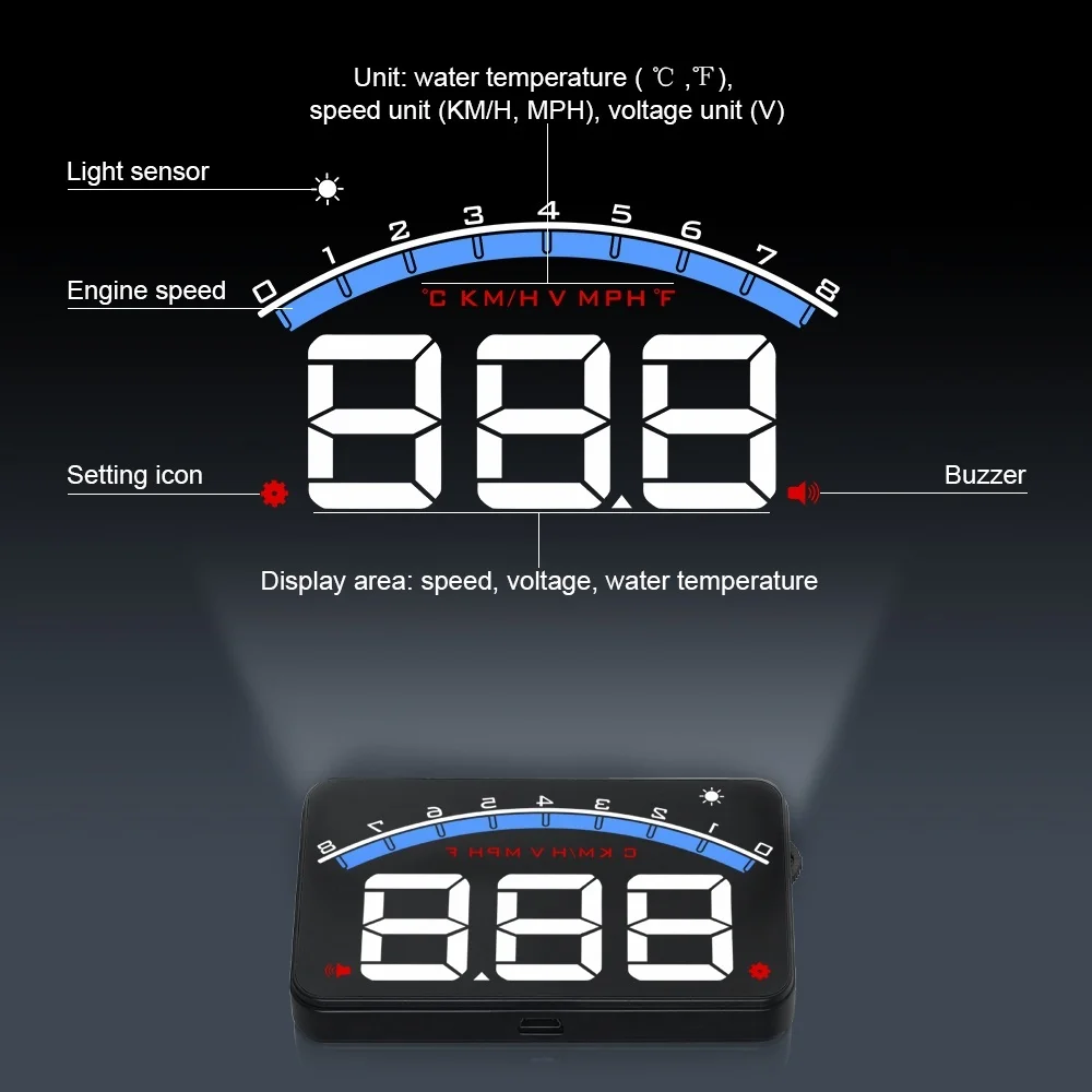 M6 головой вверх 3,5 ''ветрового стекла проектор OBD2 автомобиля для фиксации данных при вождении, Дисплей Скорость Температура воды HUD Предупреждение Дисплей автомобильные аксессуары