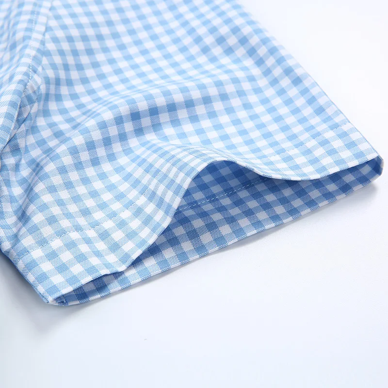 Short Sleeve Shirts Men Fashion Design Loose 100% Cotton Plaid Camisa Social Dress Check Regular fit Single Breasted CollarShirt