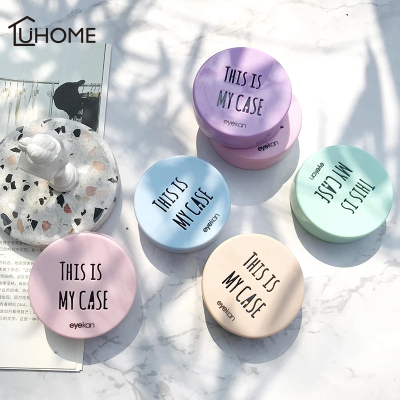 Macaron цветной чехол с принтом в виде букв, чехол для контактных линз с зеркалом, красивый кейс для контактных линз, контейнер, дорожный набор, коробка для хранения