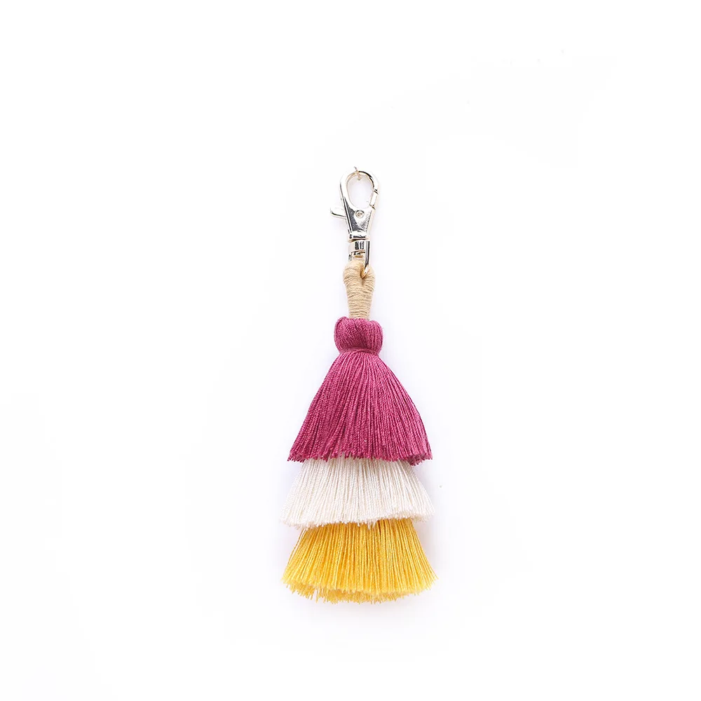 2019 fashion bohemian style simple new handmade white red tassel keychain lady bag or car pendant key ring jewelry gift | Украшения и