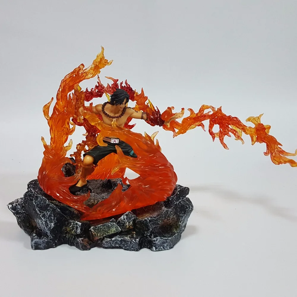 Одна штука фигурки Ace Fire модель игрушки с рок базой огнем аура одна аниме Portgas D