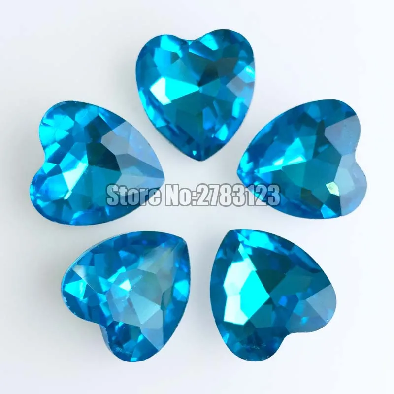 Полная модель! Стеклянные стразы класса ААА в форме голубого сердца Свободные