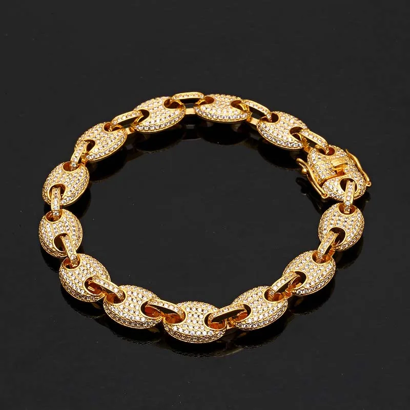 Мужской браслет с кубинской цепочкой Майами 12 мм 7 дюймов 8 9 дюймов|Цепочки и