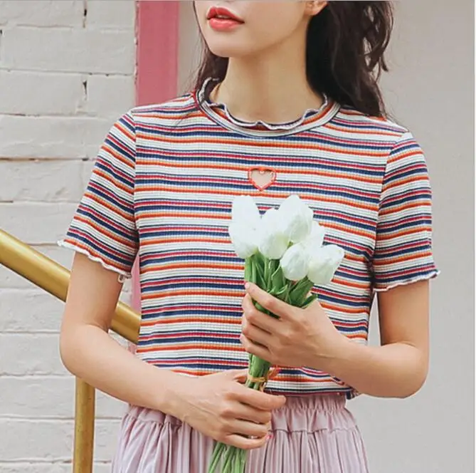 Винтажная модная футболка с вышивкой и коротким рукавом|short sleeve t-shirt|fashion t-shirtt-shirt