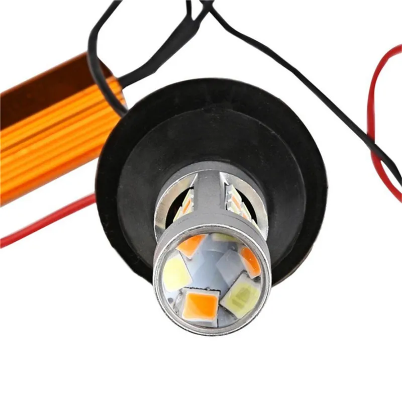 2 шт./лот сигнальная лампа поворота 1156 BAU15S 42 светодиода двойной цвет T20 7440 W21W белый