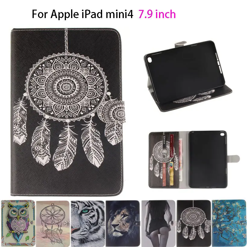 Чехол с изображением тигровой совы для девочек, Чехол для iPad mini 4 для Apple iPad Mini4, чехол с подставкой, откидной силиконовый кожаный чехол Fundas