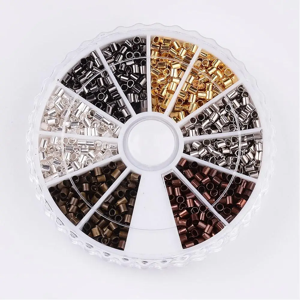 Латунные обжимные бусины 1500 шт./кор. 2 мм ювелирные изделия 6 цветов античная