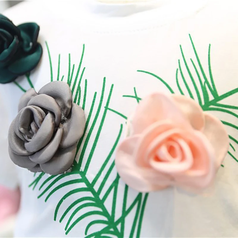 2019 летний хлопковый комплект для девочек Трикотажная хлопковая Футболка с