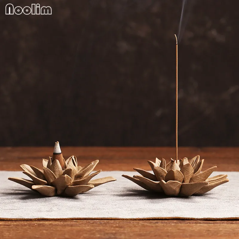 Дзэн Лотос грубая керамика благовония горелка ароматерапия печь держатель