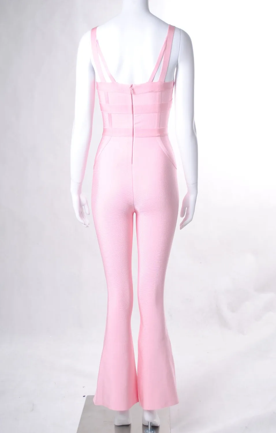 Новинка сексуальный розовый комбинезон с v-образным вырезом бандажный 2018 модный