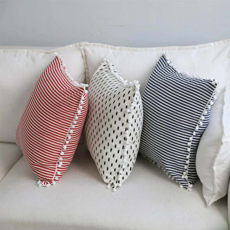 Горячая Распродажа креативная наволочка с белым шариком 45х45см в полоску