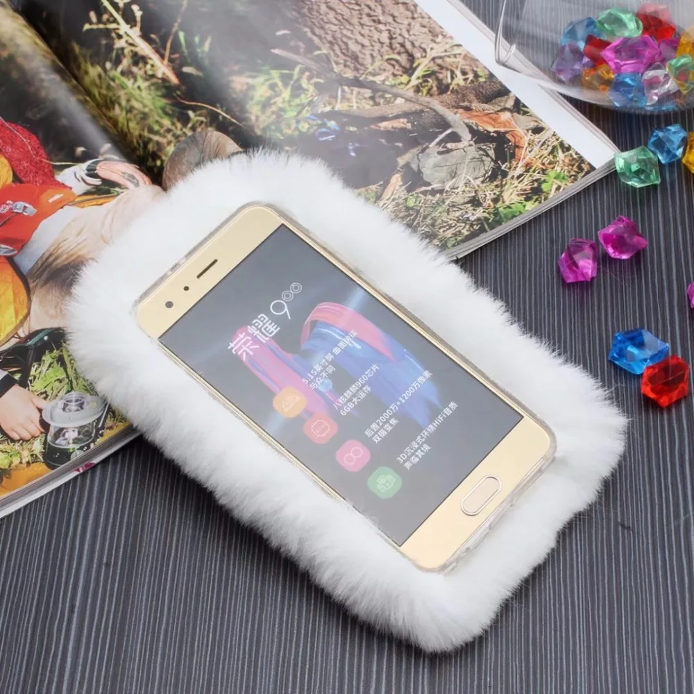 for Huawei Honor 9 Case Cover 5.15 inch Luxury Warm Soft Rabbit Fur Phone Back |