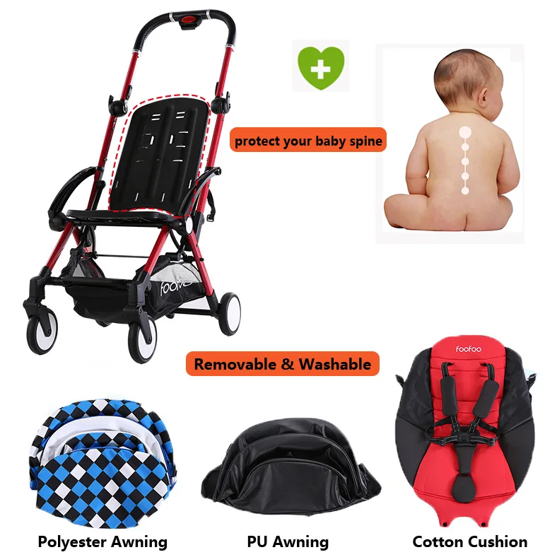 Модная детская коляска четыре колеса складывающиеся искусственная кожа легкая