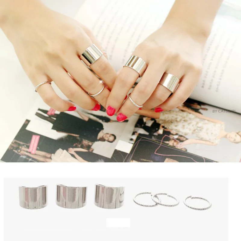 6 шт./компл. простой дизайн металлический посеребренный полированный широкий