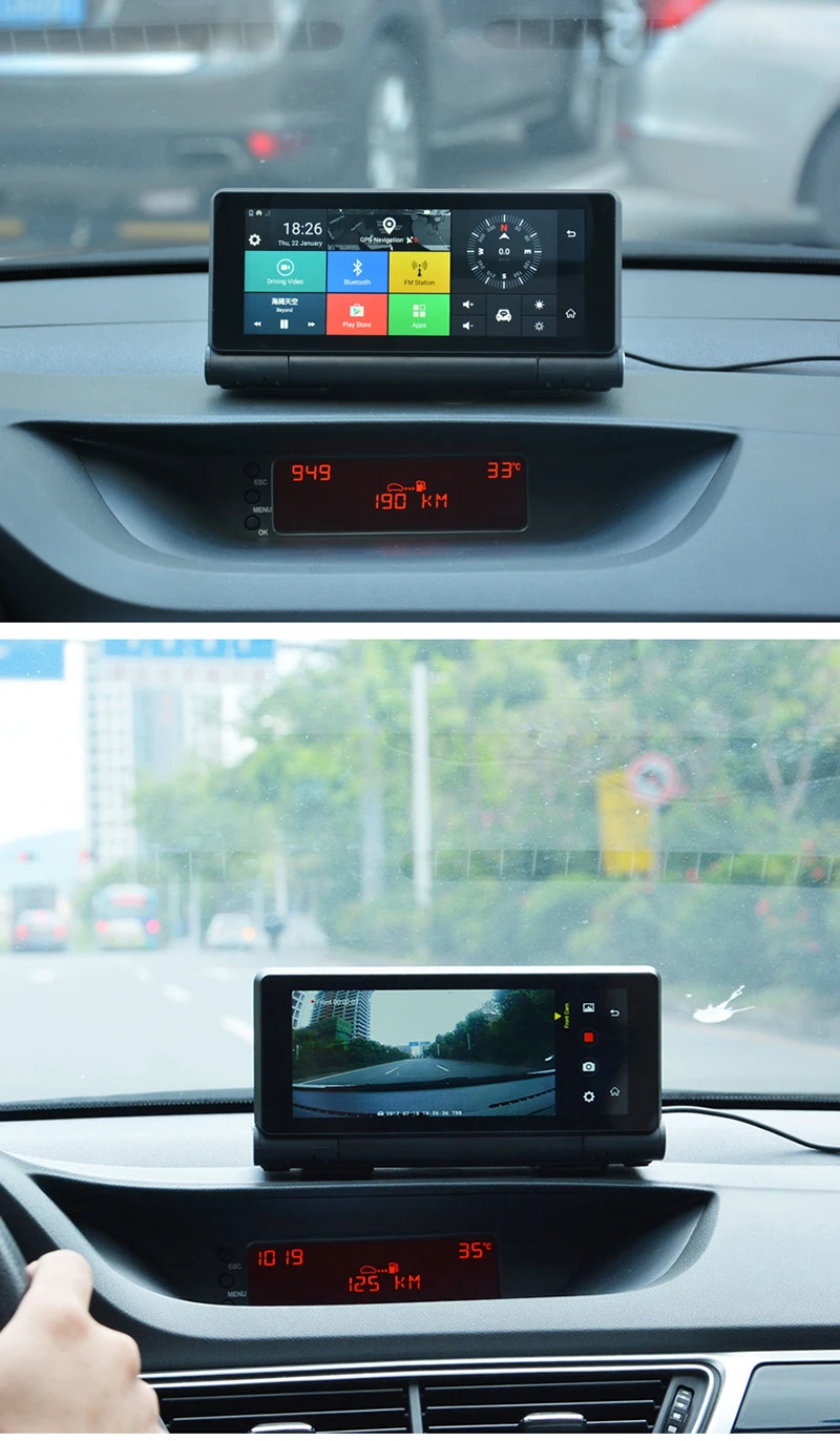 " 4G Автомобильный видеорегистратор gps навигатор с двумя объективами Wifi Bluetooth ADAS автоматическое обратное изображение 1G/16G Android 5,1 видеокамера FHD