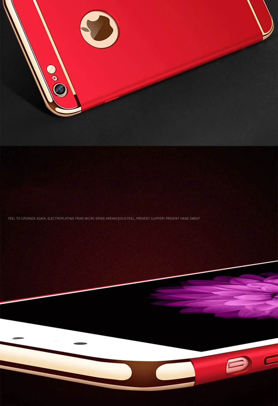 Роскошный красный чехол для iPhone 6, 6 s, 6 plus, 7 plus, чехол для iPhone 7 plus, 3 в 1, защитный чехол