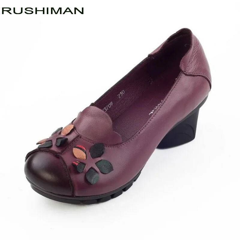 RUSHIMAN Women Genuine Leather Flat Shoes Woman Loafers New Fashion Casual Single Non-slip Dance | Обувь