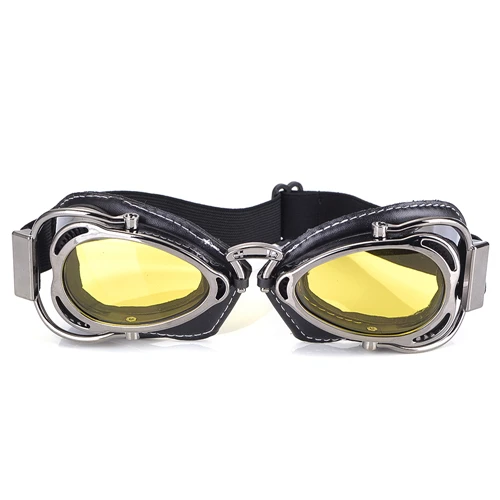 BJMOTO красочные винтажные мотоциклетные очки серебряная рамка стимпанк мотокросса очки солнцезащитные очки для Harley очки для мотоциклов - Цвет: Gray Yellow