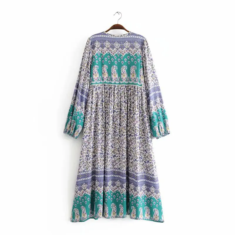 BOHOFREE длинное платье с цветочным принтом Mujer Boho Chic Макси хиппи Vestidos Femme хлопковое