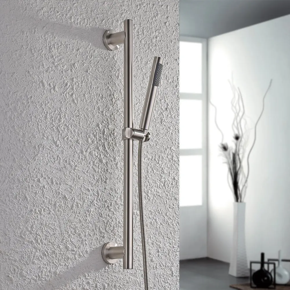 

Brushed Bathroom All Stainless Steel Shower Head set with Slide Bar Hand Showerhead Adjustable Sliding Bracket Holder