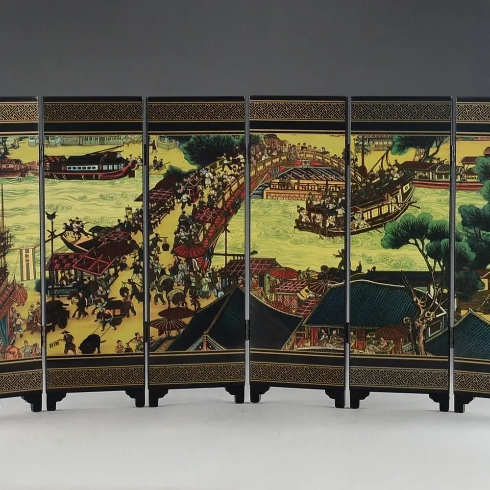 Китайская фотография ручная роспись фестиваль QINGMING домашний складной экран|folding