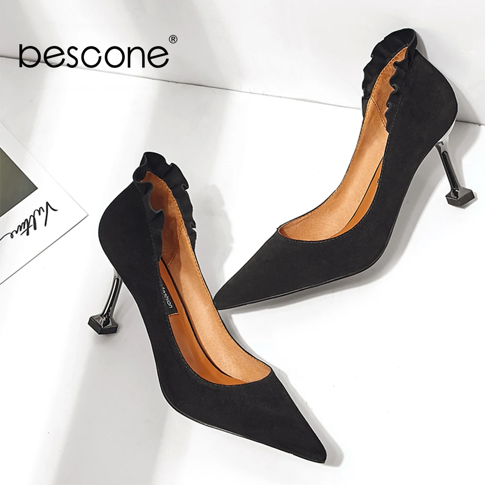 BESCONE/2019 г. весенняя женская обувь на высоком тонком каблуке пикантные женские