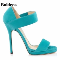 single belt designer open toe women thin high heel shoes ethnic turquoise party dress shoes zapatos muje r1 big size 43