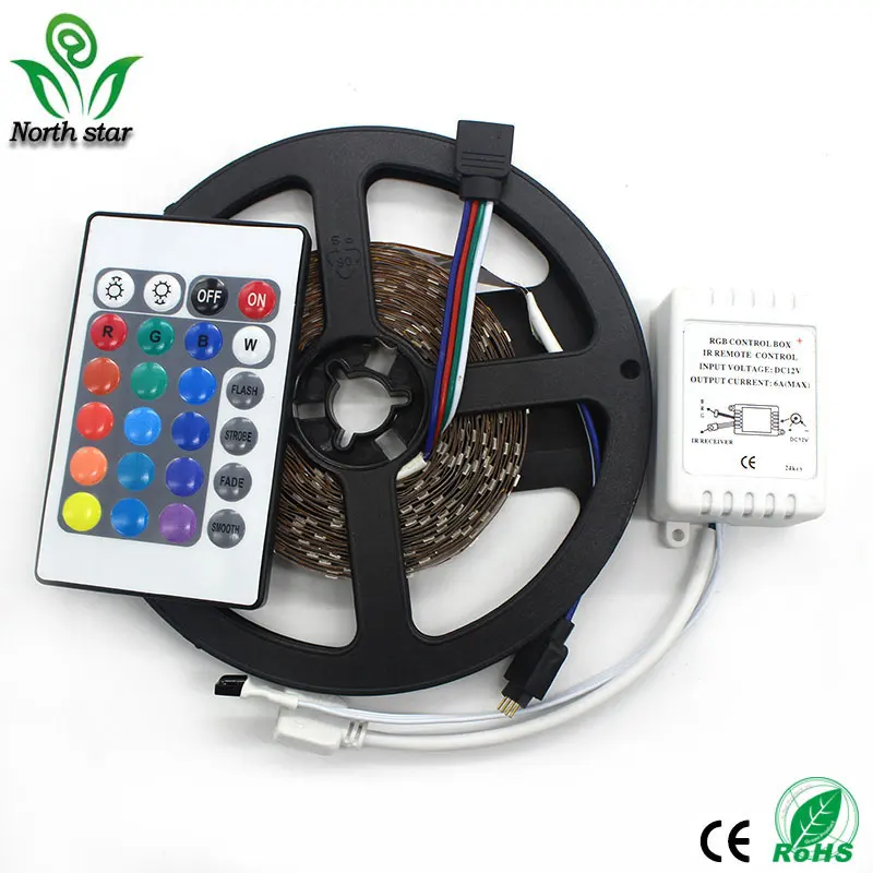 3528 SMD Нет водонепроницаемый RGB светодиодные полосы света DC 12 V 5 метров 60