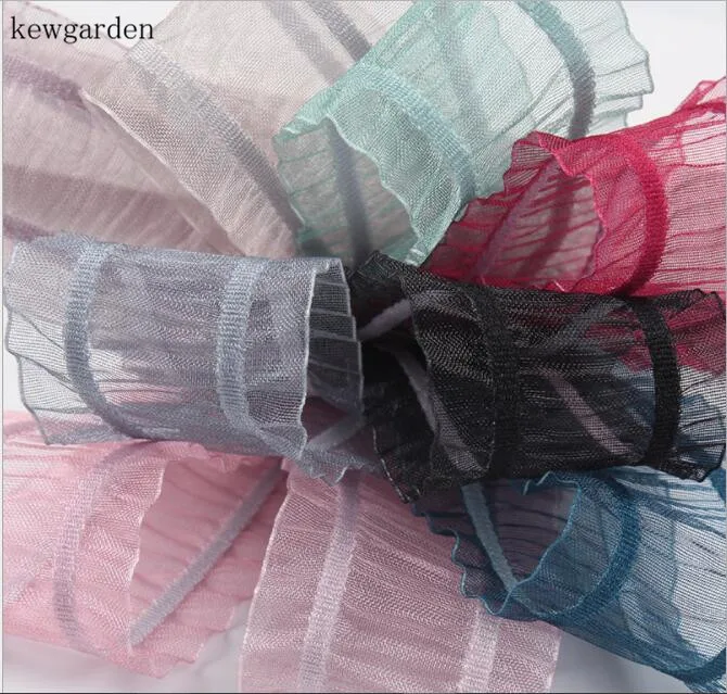 

Kewgarden Wholesale Wrinkle Organza Ribbons 1" 1-1/2" Handmade Tape DIY Bowknot Yarn Voile Ribbon Accessories Riband 50y