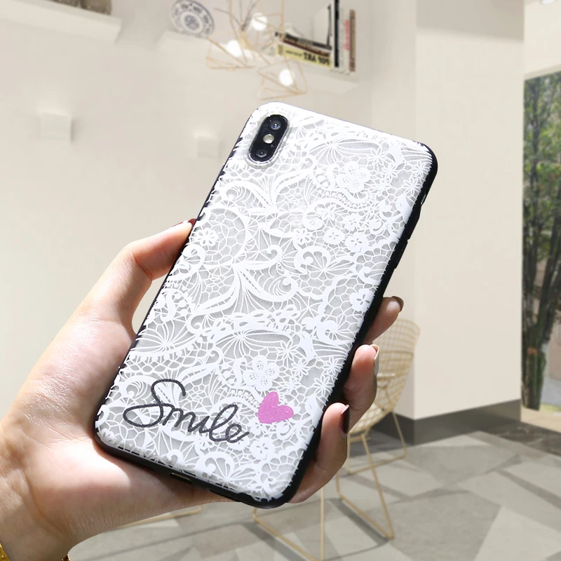 Сексуальный кружевной цветок телефон чехол для iPhone 6 s 7 8 Plus Xs Max XR X 5 5S SE 6s жесткая