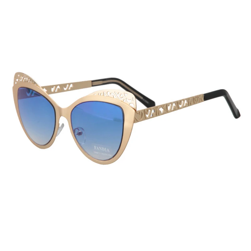 Women Sunglasses Fashion Cat Eye Retro Flash Mirror Lens Eyeglasses Metal Hollow Out Carving Frame Spectacle 6 colors UV400 L3 | Аксессуары
