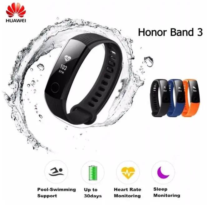 Оригинальный huawei Honor Band 3 Smartband Пульс смарт-Браслет фитнес-трекер Bluetooth 4 2