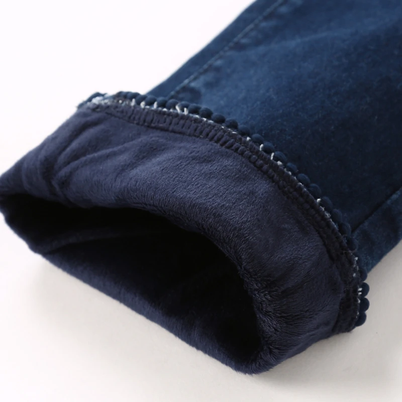Balabala Todder Girl Fleece-Lined High Flare Jeans with Tab Kids Pull-on in Washed Denim Pocket Ribbing at Waist | Мать и ребенок