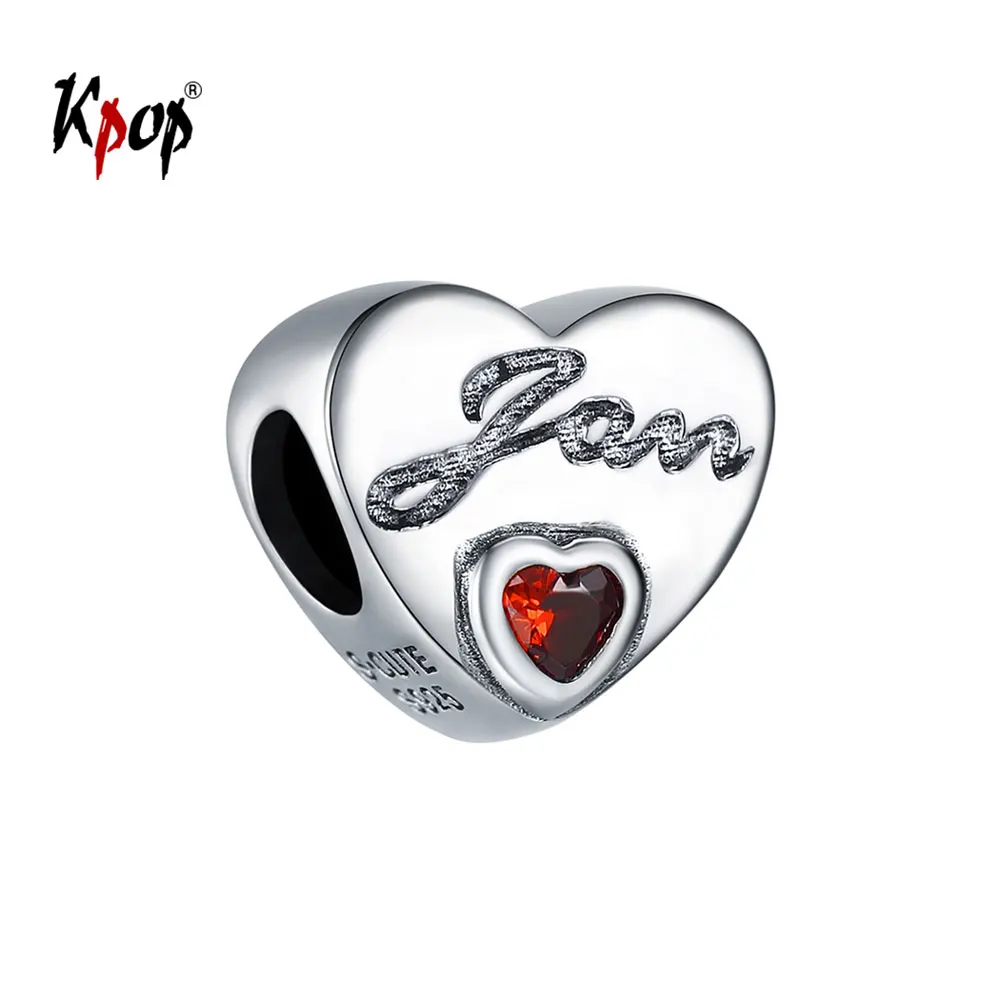 

Kpop Charm Beads DIY Customized Jewelry Birthday Gifts 925 Silver Birthstone Love Hearts Beads for Bracelet Bangle S6151